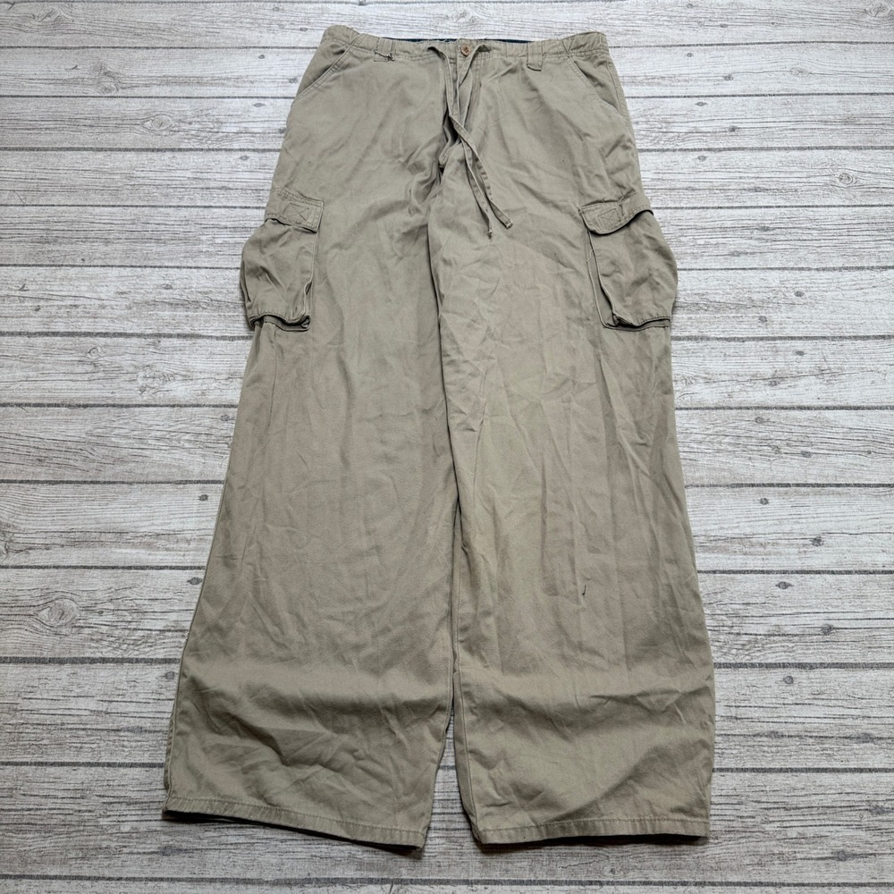 Paco Rio Cargo Pants Men's 36 Beige Wide Leg Baggy Y2K Streetwear Skater Cotton